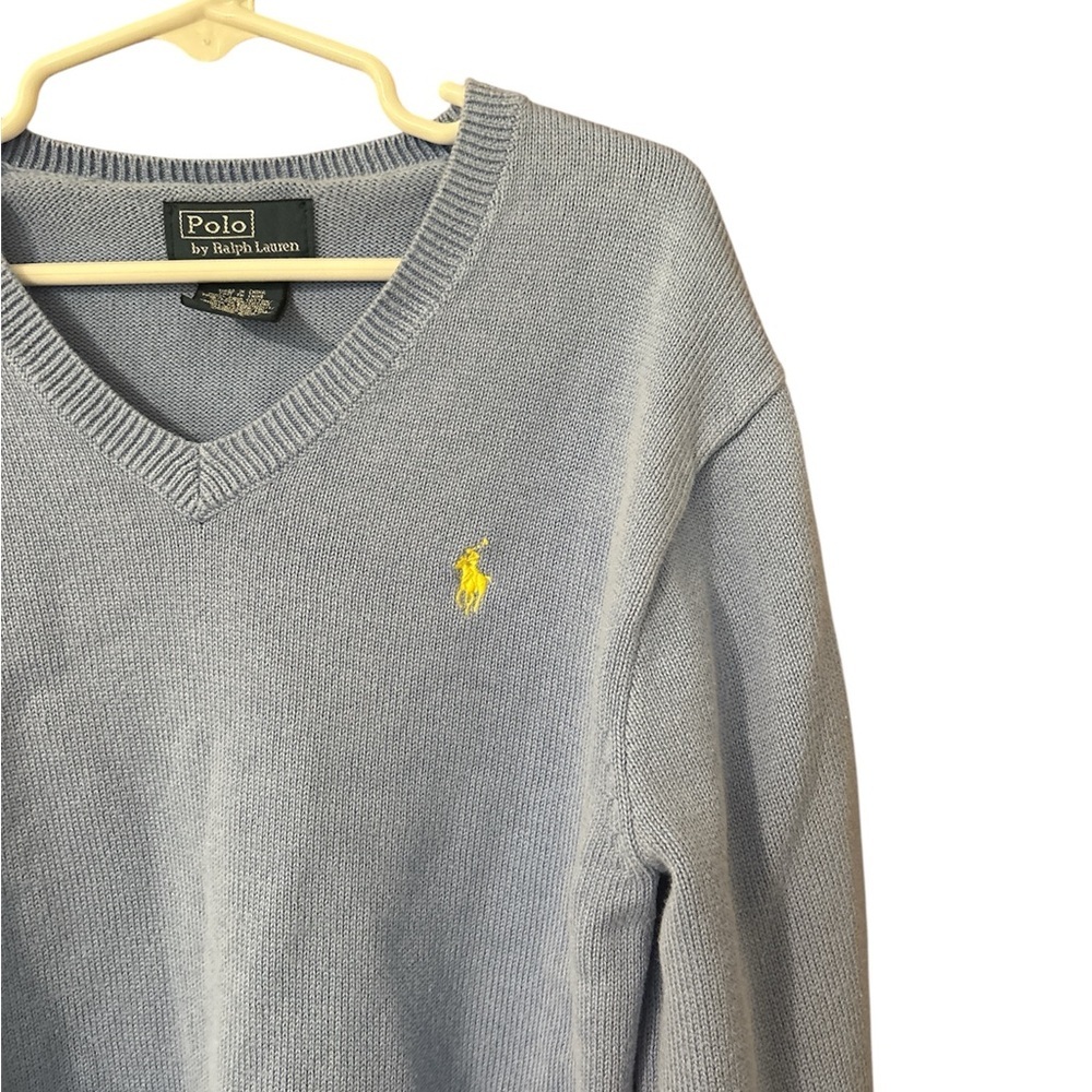 Polo Ralph Lauren Kids Sweater Size 8 Blue V Neck Cotton Kids Boys